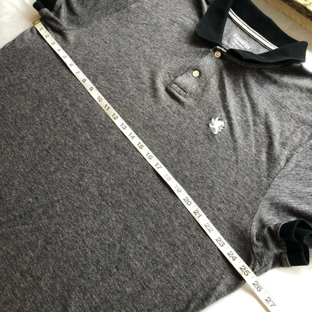 Express Pique Polo Gray Shirt Men’s Size XXL Short Sleeves Button-Up Casual-Fit